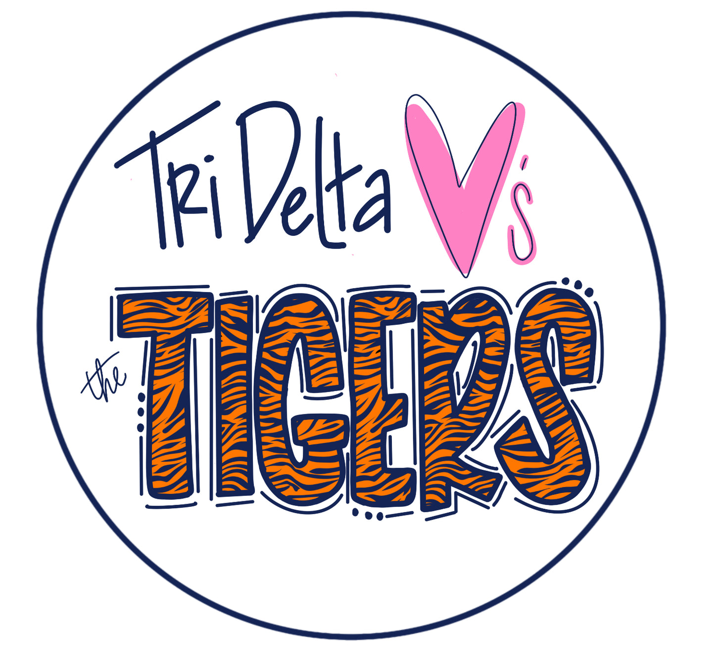 AUBURN TRI DELTA TIGER PRINT SPIRIT BUTTON