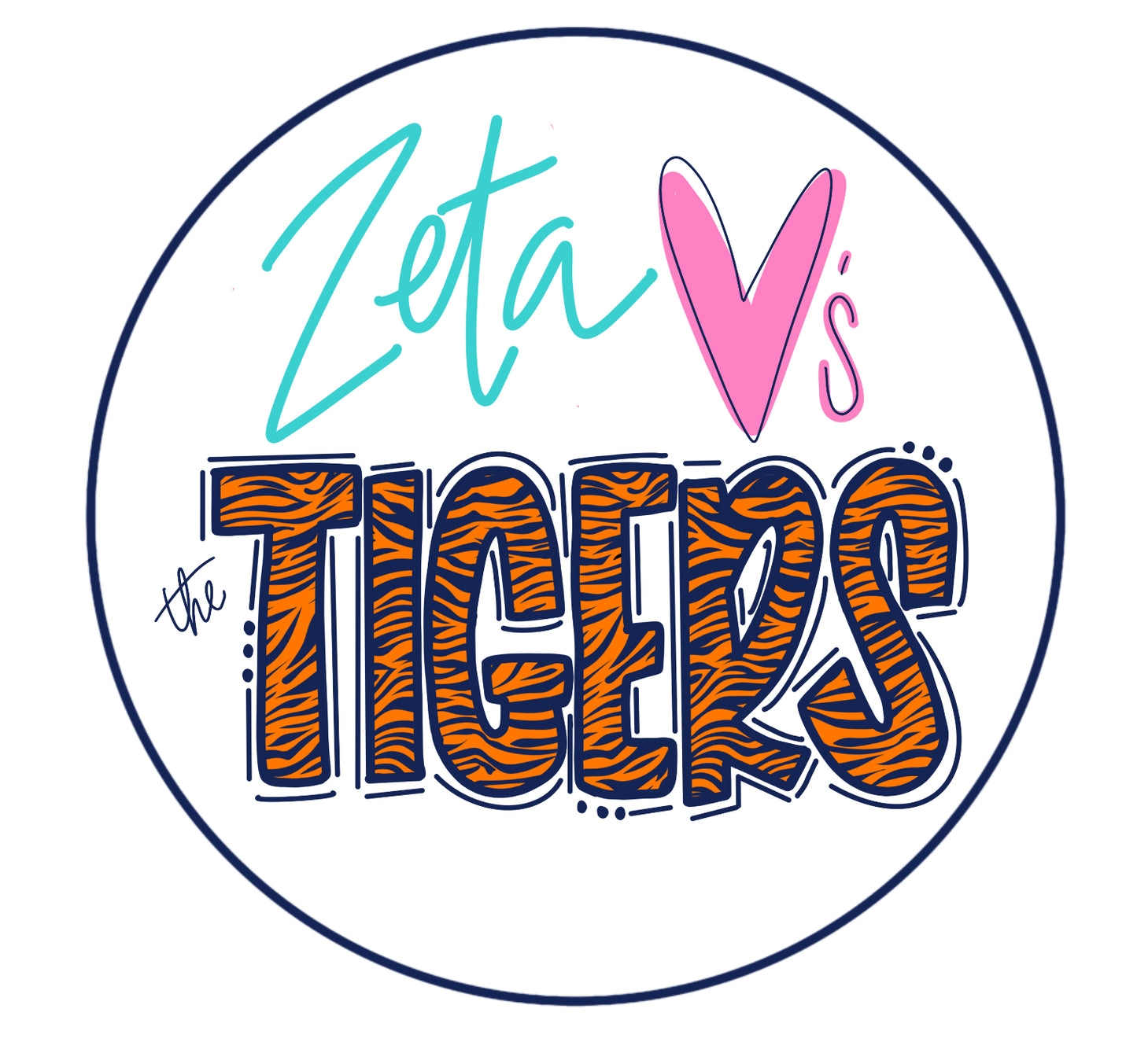 AUBURN ZETA TAU ALPHA TIGER PRINT SPIRIT BUTTON