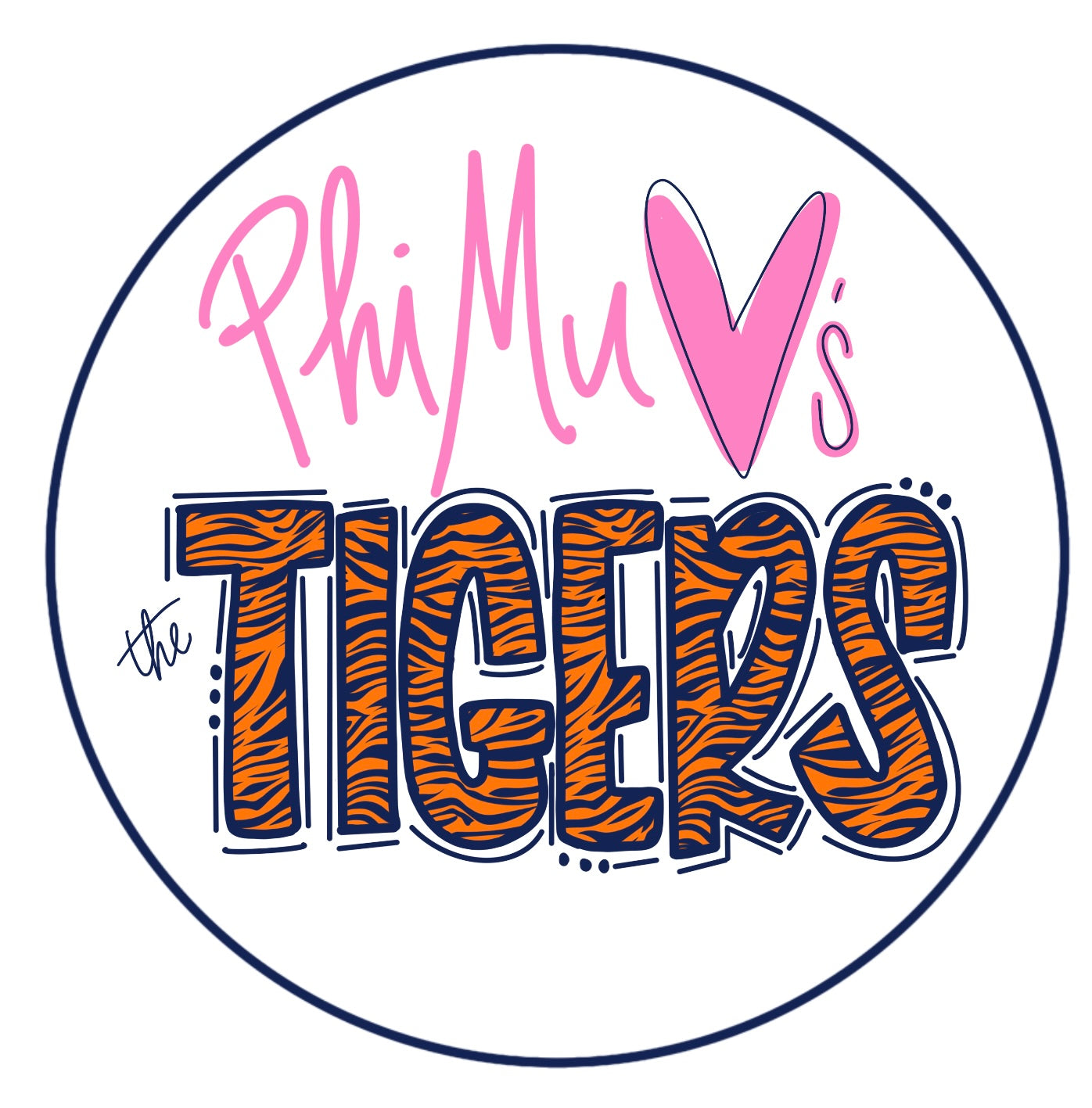 AUBURN PHI MU TIGER PRINT SPIRIT BUTTON