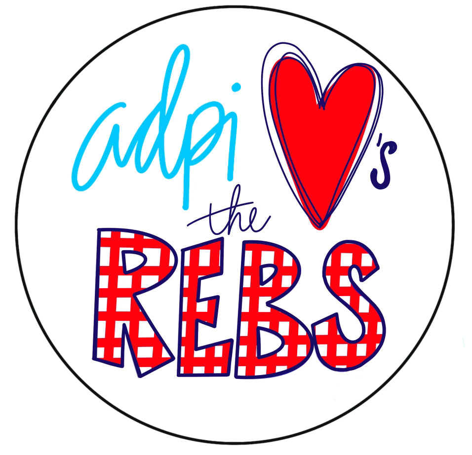 OLE MISS ALPHA DELTA PI LOVES THE REBS- Gingham Spirit Button
