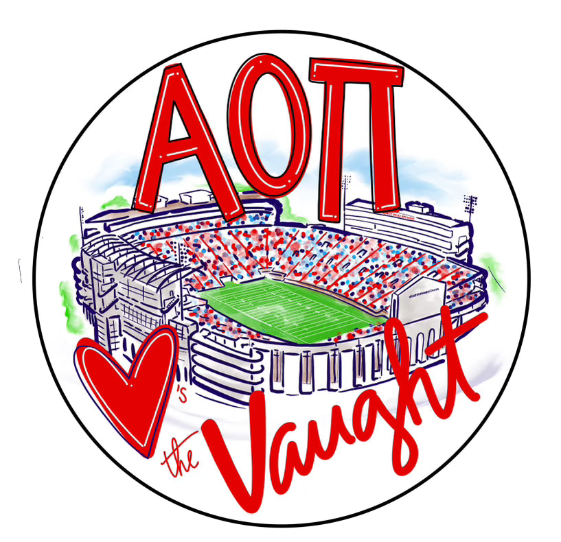 OLE MISS ALPHA OMICRON PI LOVES THE VAUGHT BUTTON
