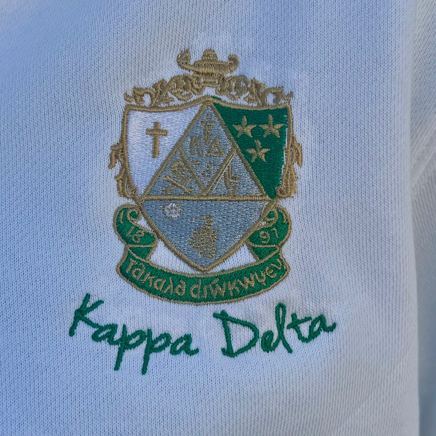 USC KAPPA DELTA 1/4 ZIP SWEATSHIRT WITH EMBROIDERED CREST