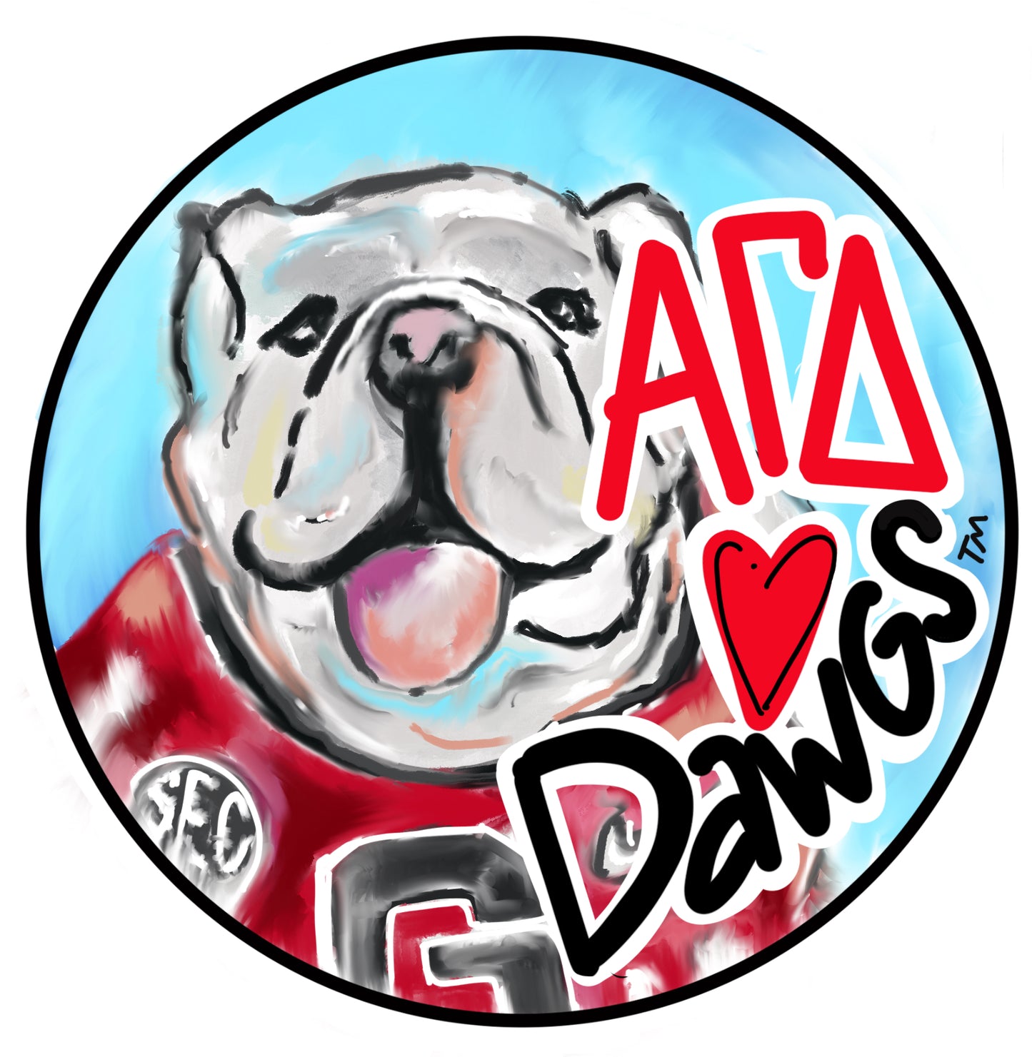 UGA Alpha Gamma Delta Bulldog Button