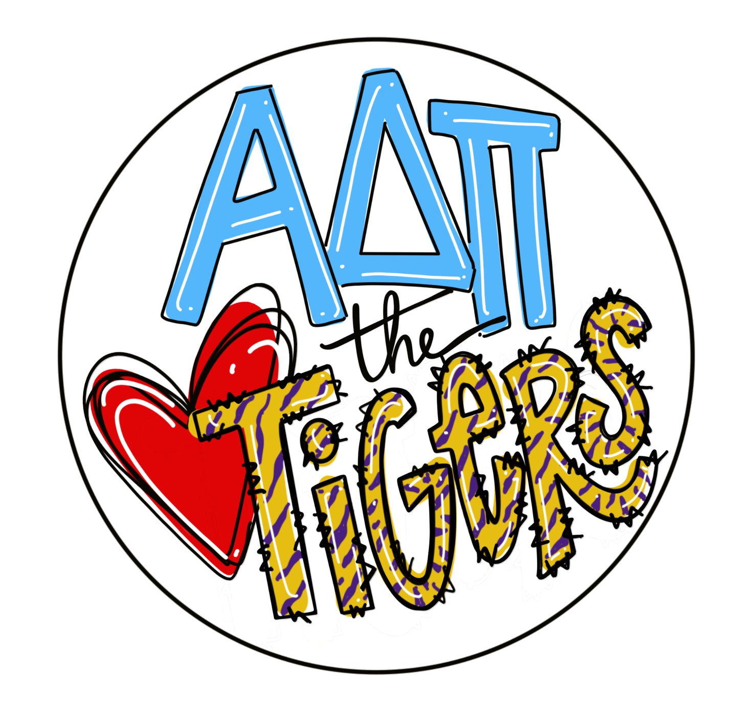 LSU ALPHA DELTA PI LOVES THE TIGERS BUTTON