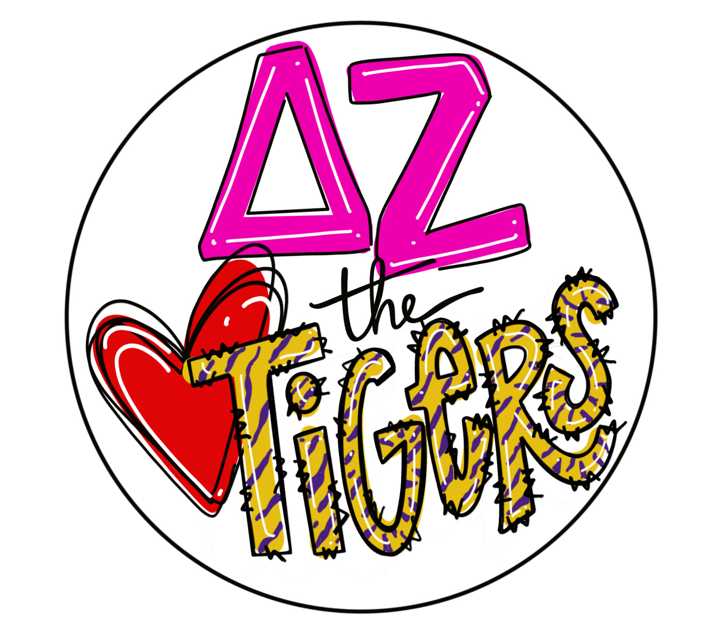 LSU Delta Zeta Loves the Tigers Button