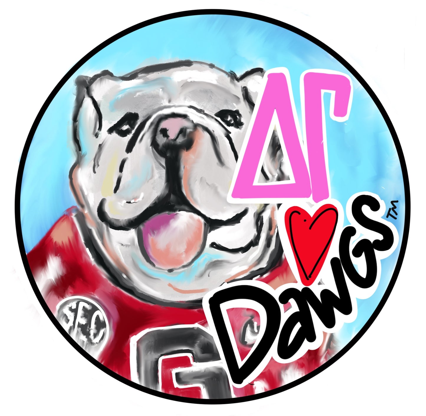 UGA Delta Gamma Bulldog Button