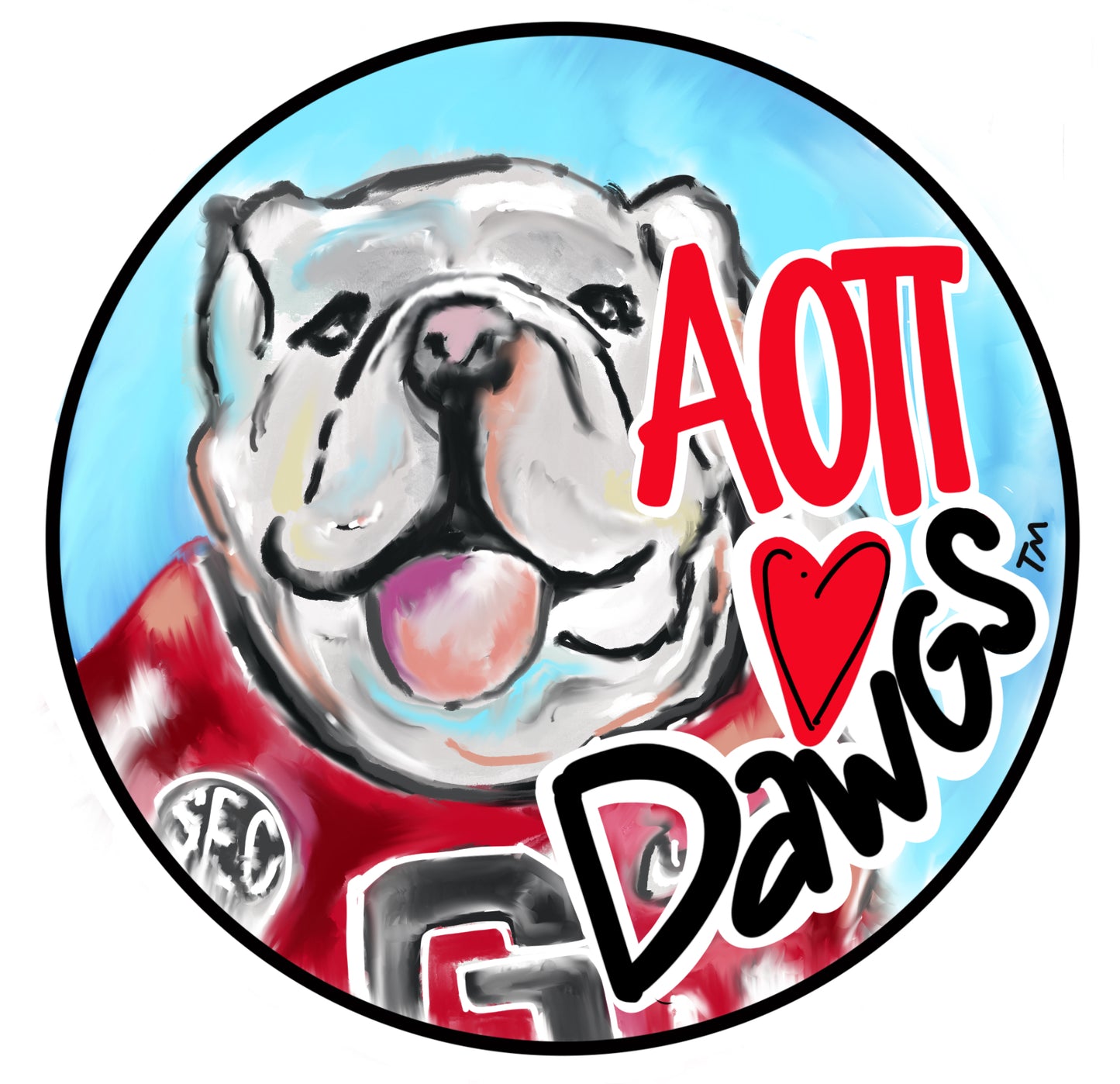 UGA Alpha Omicron Pi Bulldog Button