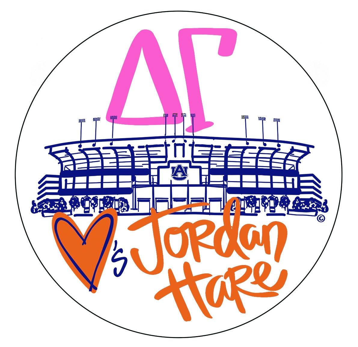 AUBURN DELTA GAMMA LOVES JORDAN HARE SPIRIT BUTTON