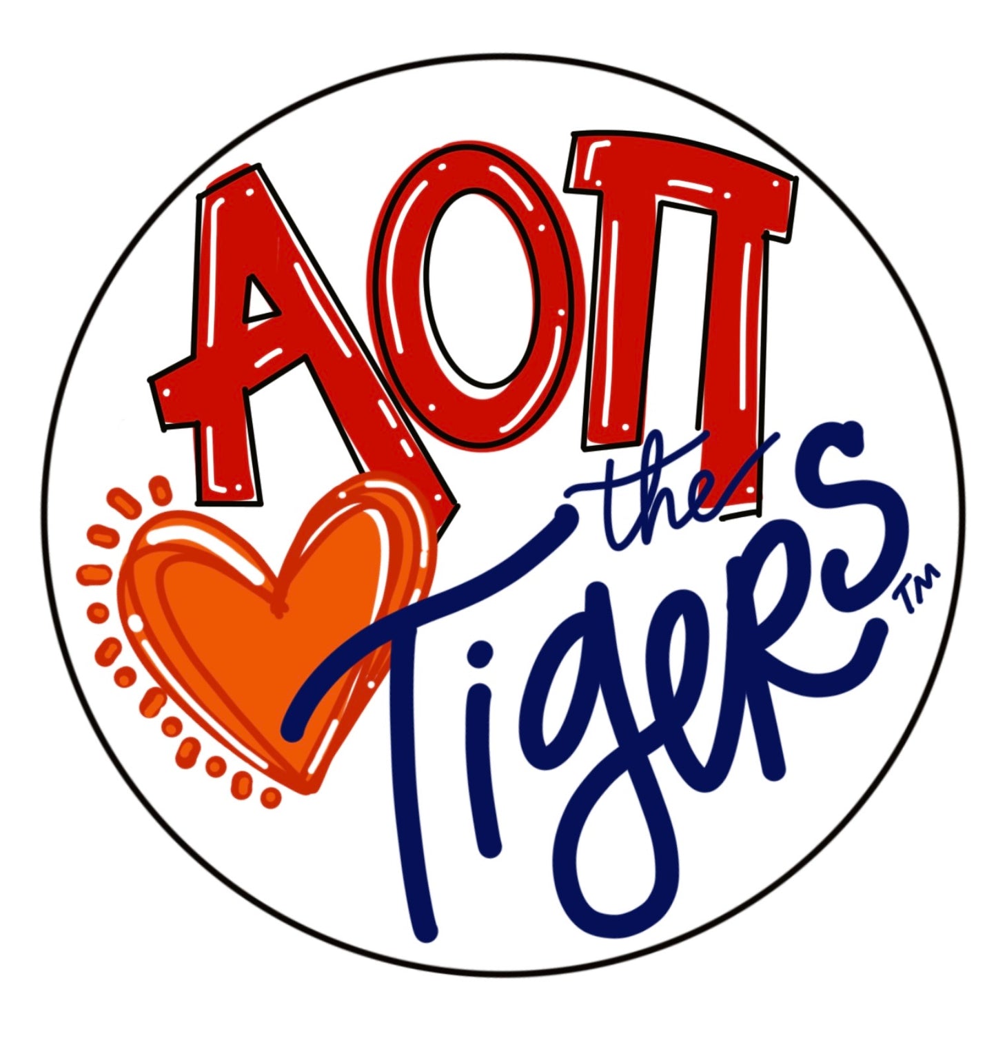 AUBURN ALPHA OMICRON PI LOVES THE TIGERS SPIRIT BUTTON