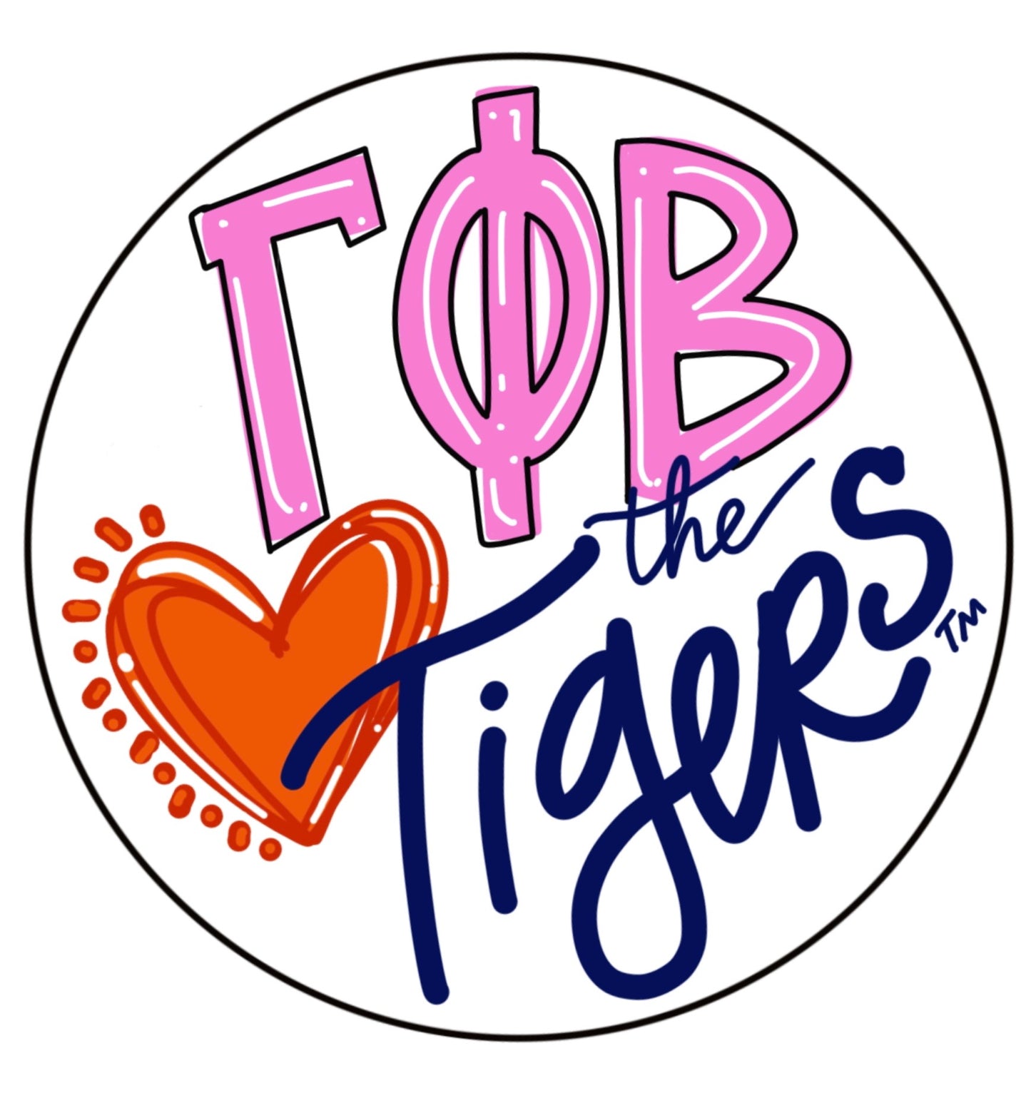 AUBURN GAMMA PHI BETA LOVES THE TIGERS SPIRIT BUTTON