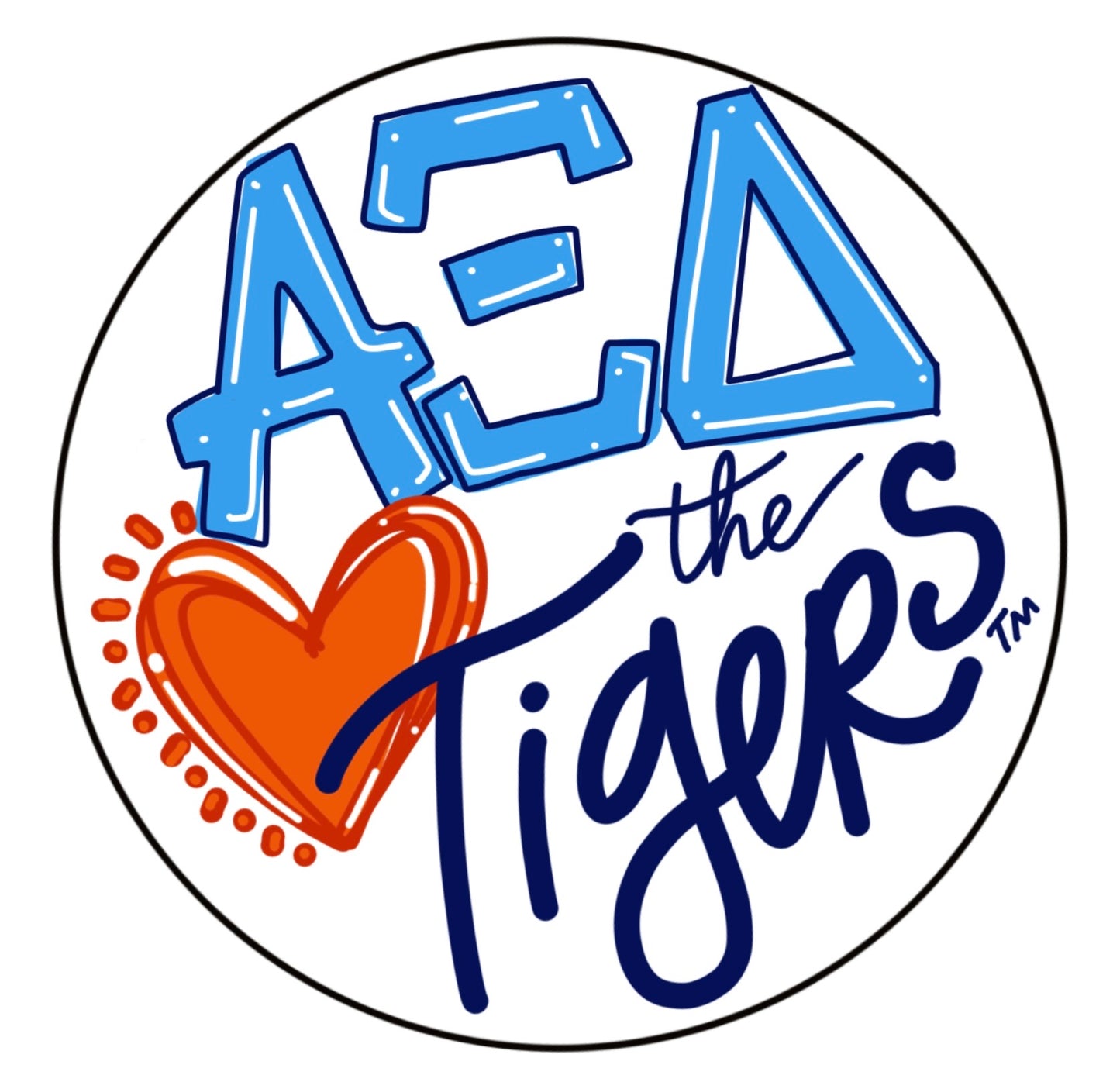 AUBURN ALPHA XI DELTA LOVES THE TIGERS SPIRIT BUTTON