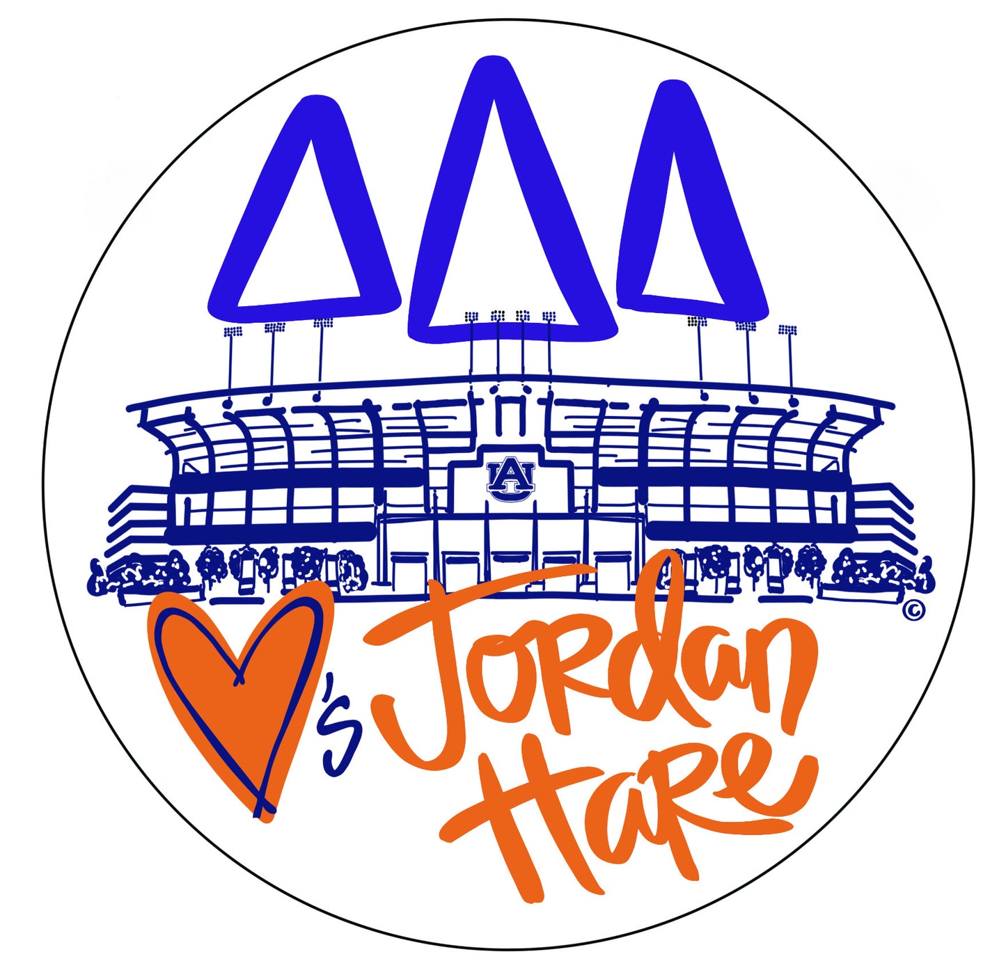 AUBURN TRI DELTA LOVES JORDAN HARE SPIRIT BUTTON