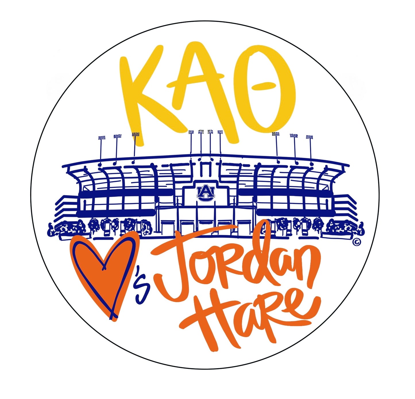 AUBURN KAPPA ALPHA THETA LOVES JORDAN HARE SPIRIT BUTTON