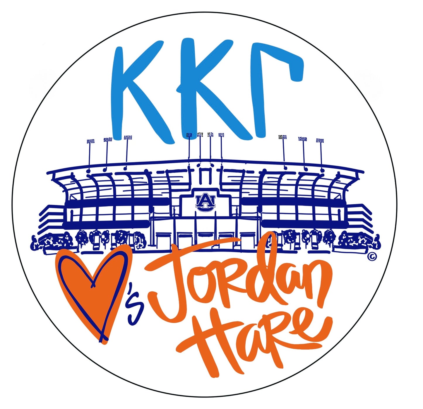 AUBURN KAPPA KAPPA GAMMA LOVES JORDAN HARE SPIRIT BUTTON