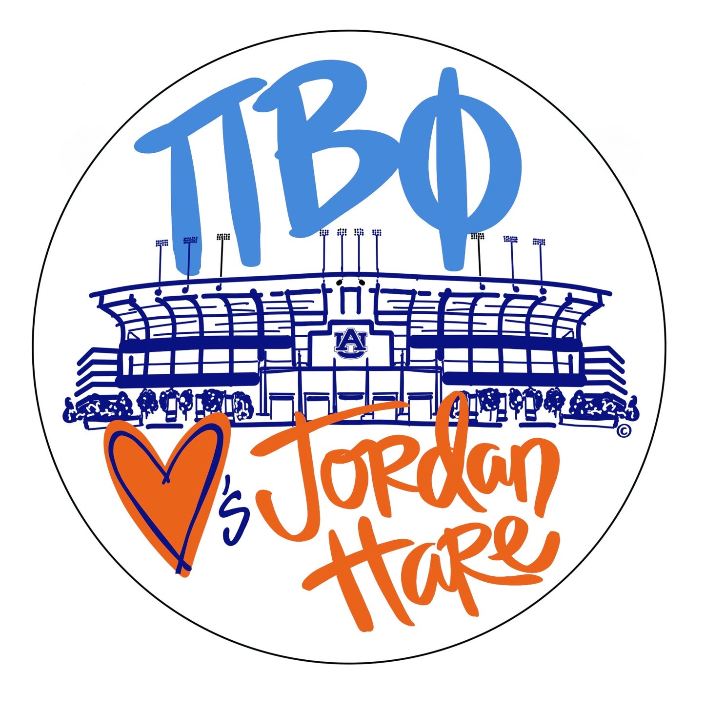 AUBURN PI BETA PHI LOVES JORDAN HARE SPIRIT BUTTON