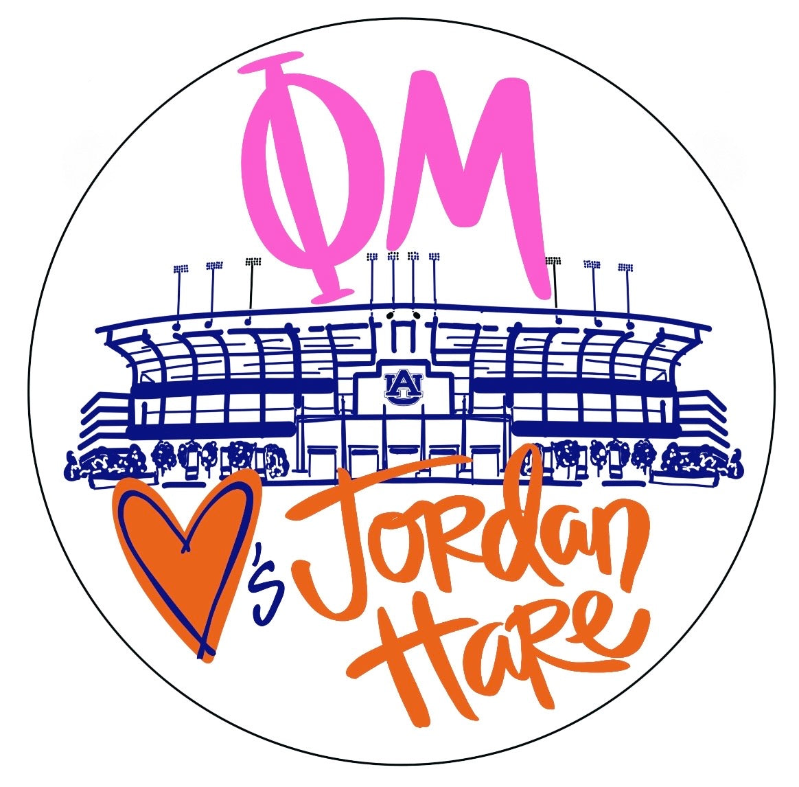 Auburn Phi Mu Loves Jordan Hare Spirit Button