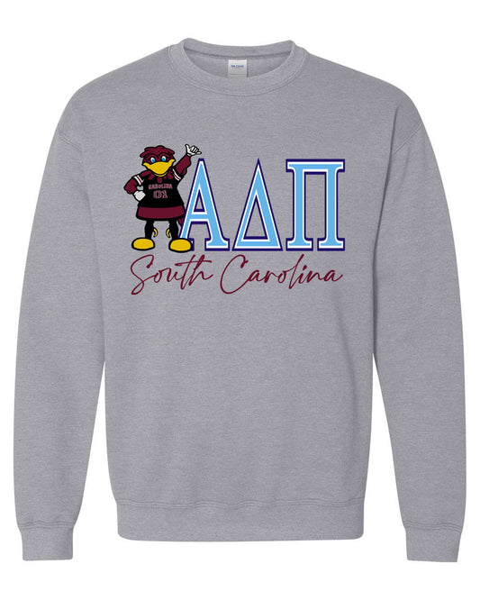 USC ALPHA DELTA PI - Heavyweight Crewneck Sweatshirt with Cocky ADPI Logo