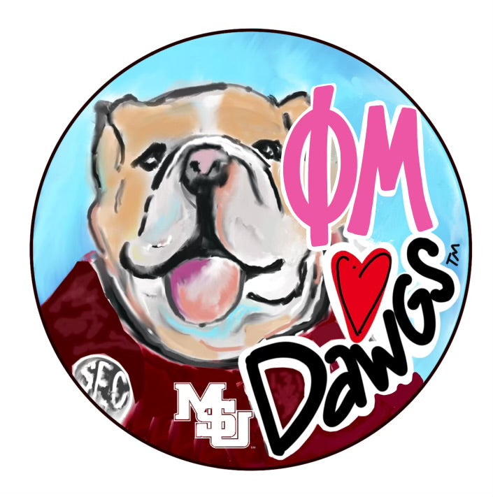 MSU PHI MU BULLDOG MASCOT SPIRIT BUTTON