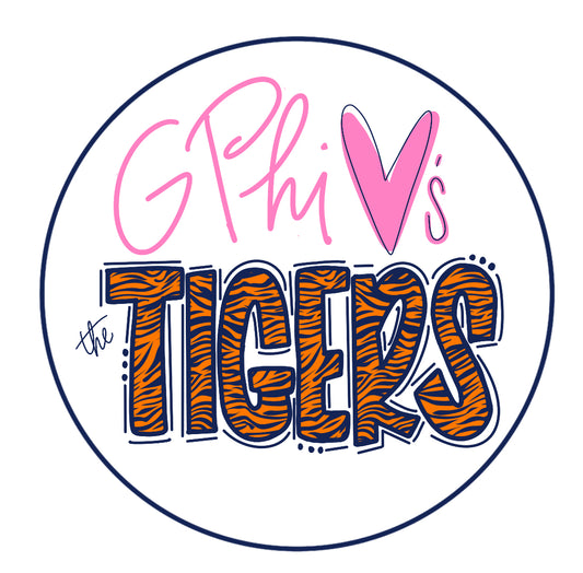 AUBURN GAMMA PHI TIGER PRINT BUTTON