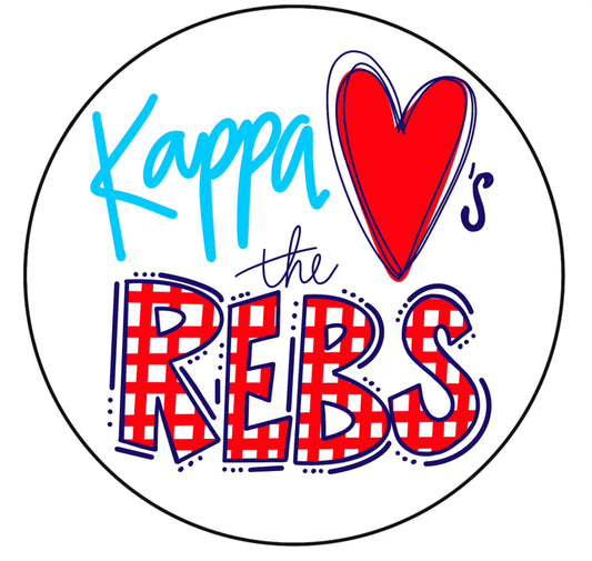 OLE MISS KAPPA KAPPA GAMMA LOVES THE REBS- Gingham Spirit Button