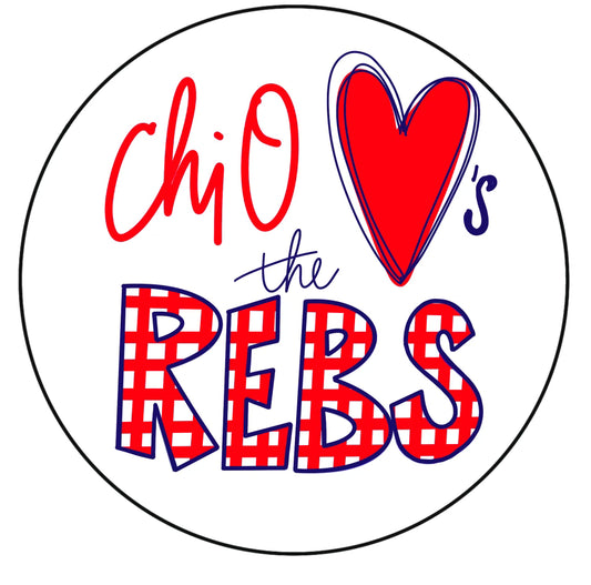 OLE MISS CHI OMEGA LOVES THE REBS- Gingham