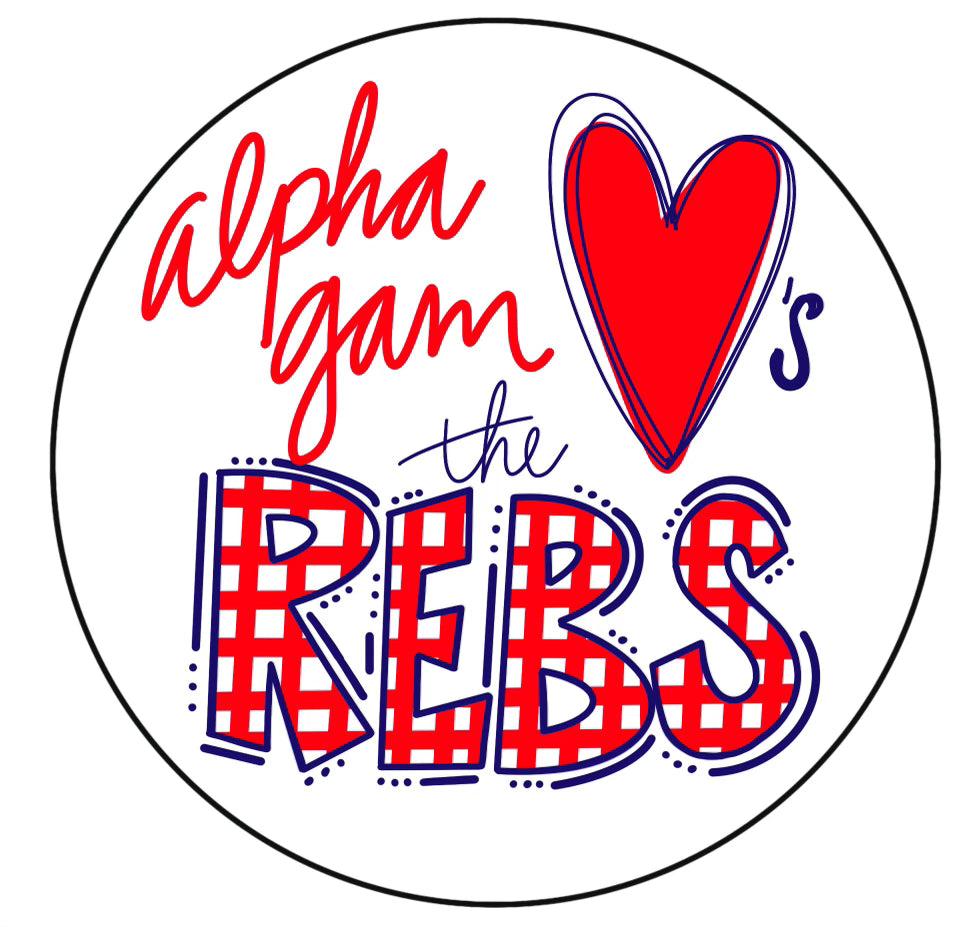 OLE MISS ALPHA GAMMA DELTA LOVES THE REBS- Gingham Spirit Button
