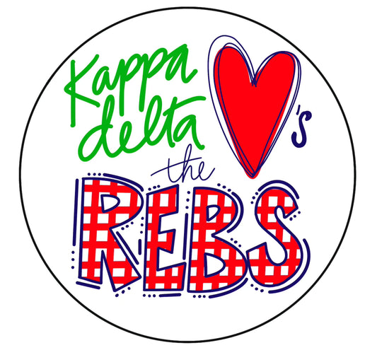 OLE MISS KAPPA DELTA LOVES THE REBS- Gingham Spirit Button