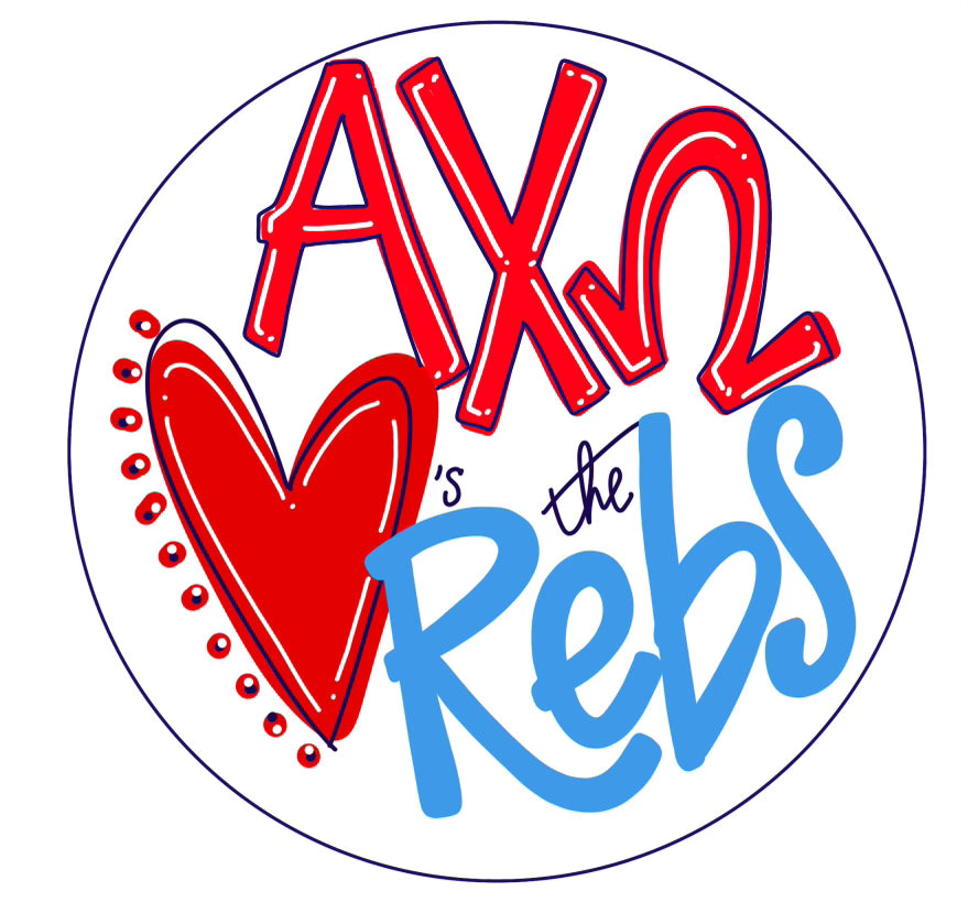 OLE MISS ALPHA CHI OMEGA Loves the Rebs Spirit Button