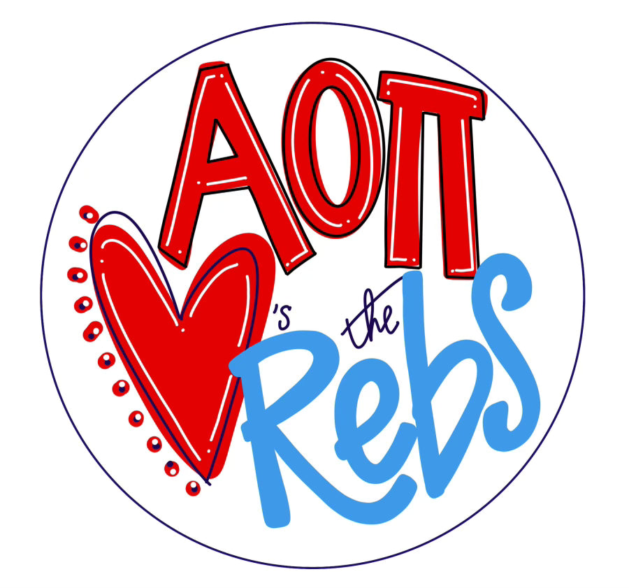 OLE MISS ALPHA OMICRON PI Loves the Rebs Spirit Button