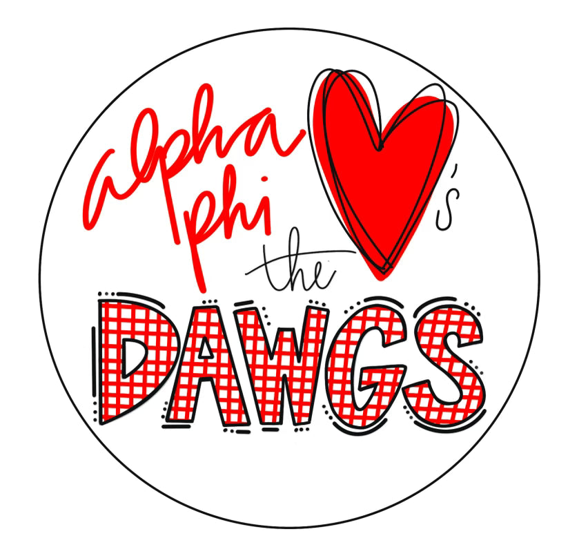 MSU ALPHA PHI Loves the DAWGS- Gingham Spirit Button