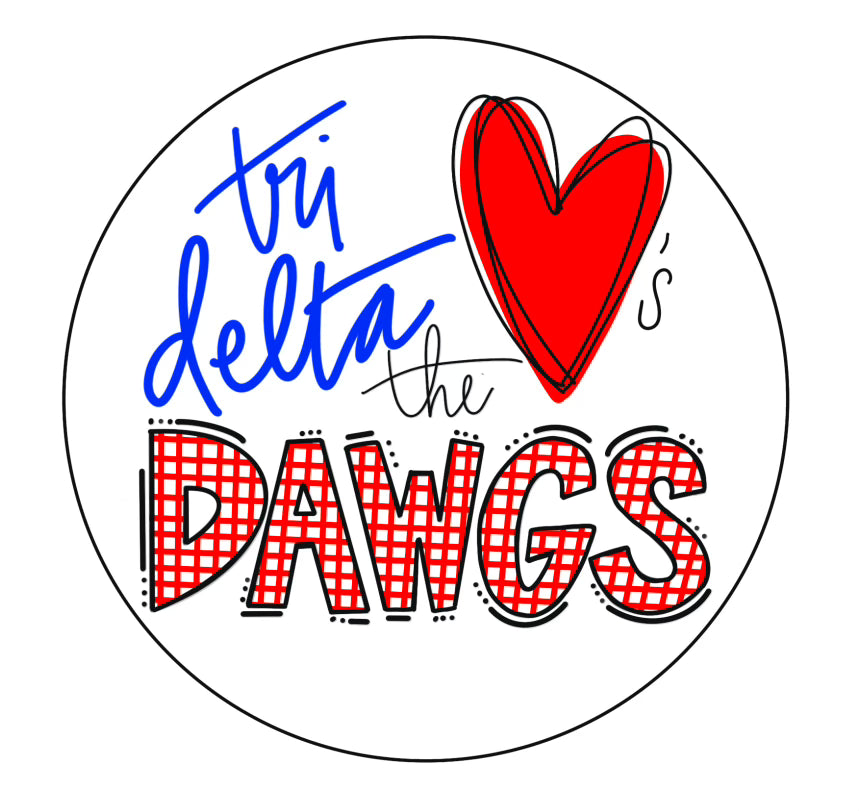 MSU TRI DELTA Loves the DAWGS- Gingham Spirit Button