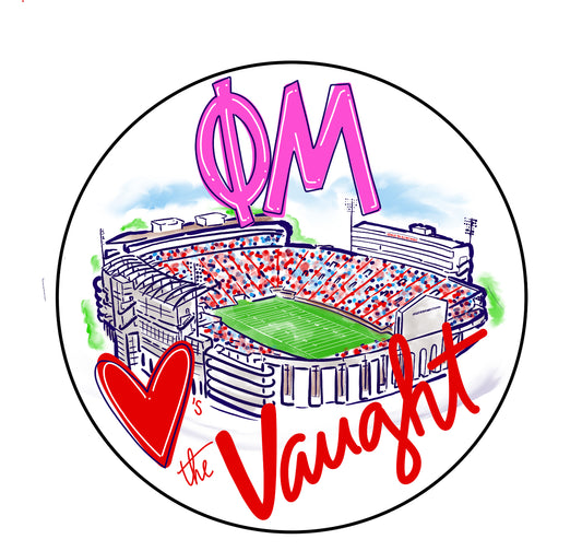 Ole Miss Phi Mu Loves the Vaught Stadium Button