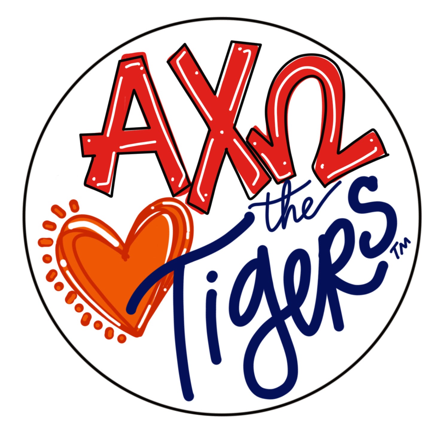 AUBURN ALPHA CHI OMEGA LOVES THE TIGERS SPIRIT BUTTON